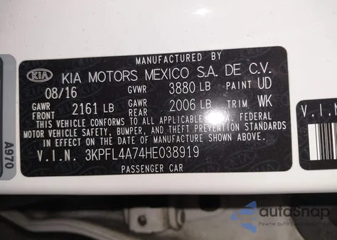 2017 Kia Forte S from USA, damaged, VIN 3KPFL4A74HE038919
